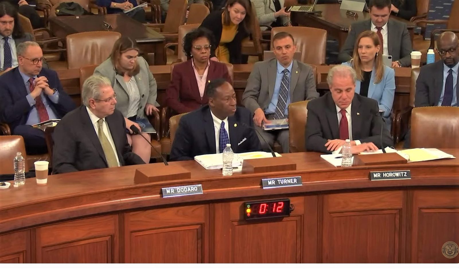 Larry D. Turner testifying before Congress alongside Comptroller General Gene Dodaro and DOJ Inspector General Michael Horowitz