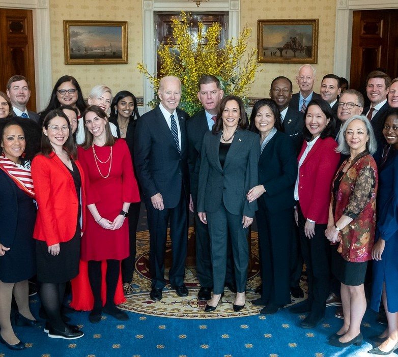 Larry D. Turner with President Biden, Vice President Harris, and DOL leadership at the White House